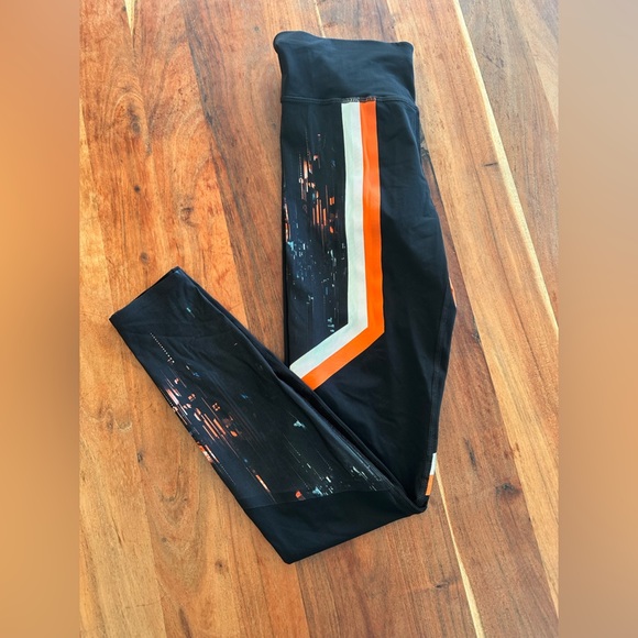 Sweaty Betty Black Leggings with Orange and White Accents - Picture 2 of 8